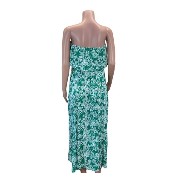 Japna Boho Tropical Strapless Maxi Sundress -Women SZ M -Tazzel Tie -Front Slits - Picture 6 of 14
